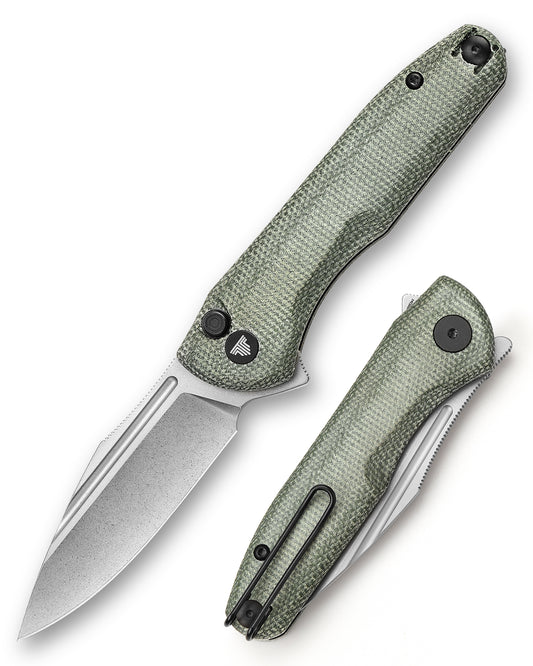 Antliae-04GM Button Lock Folding Pocket Knife,3.26" 14C28N Steel,Micarta Handle