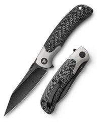 UMa-05B Ti Bolster e Thumb Stud, Black Stonewash 3,66" Aço S35VN, Escalas de Fibra de Carbono