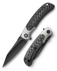 UMa-05B Ti Bolster e Thumb Stud, Black Stonewash 3,66" Aço S35VN, Escalas de Fibra de Carbono