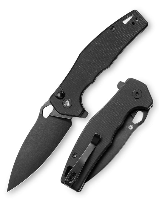 Corvus-04B,Button Lock Pocket Folding Knfe,3.16'' 14C28N Steel blade,Micarta Handle,Hydra Design