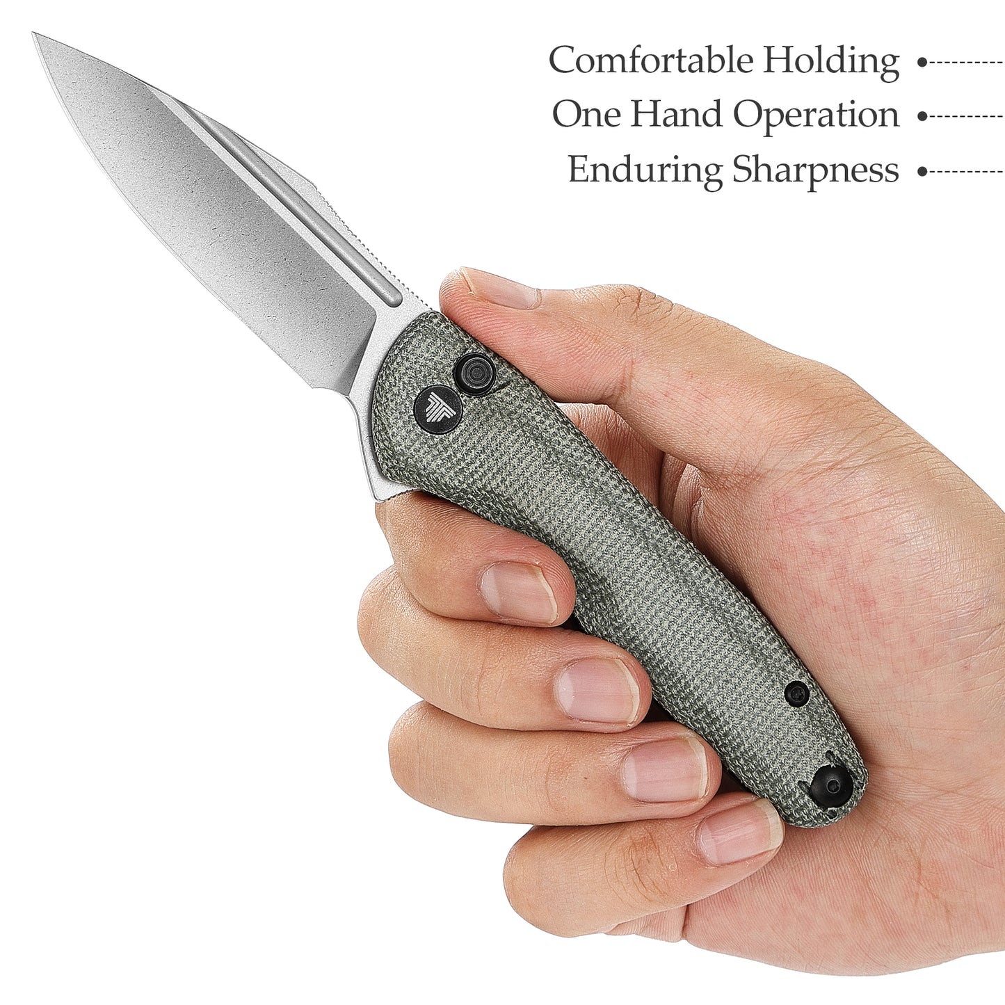 Antliae-04GM Button Lock Folding Pocket Knife,3.26" 14C28N Steel,Micarta Handle