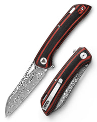 Aries-03RB Liner Lock,3.54" 110 Layers Damascus Steel,G10 Handle