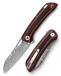 Aries-03RB Liner Lock,3.54" 110 Layers Damascus Steel,G10 Handle