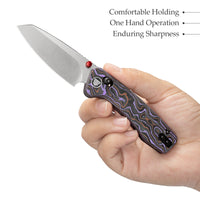 Sloth Ultra-PC Crossbar Lock EDC Folding Pocket Knfe,2.54" M390 Steel Blade, Copper Carbon Fiber Handle
