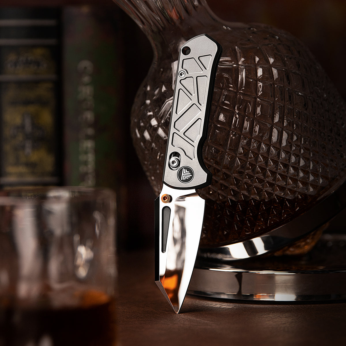 Skarn-M Crossbar Lock EDC Folding Pocket Knife,Mirror Finished 2.9'' M390 Steel Blade, Titanium Handle