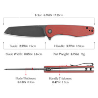 Dickybird-RG Liner Lock EDC Folding Pocket Knife 2.99'' 14C28N Steel Blade,G10 Handle
