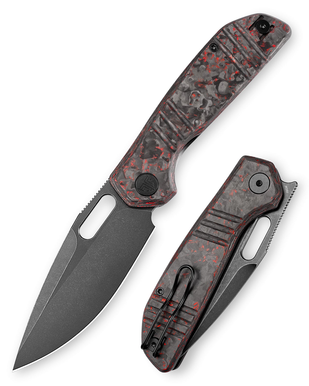 Gecko-RCB Liner Lock Folding Pocket Knife,3.4'' M390 Steel Blade,Ceramic Carbon Fiber Handle