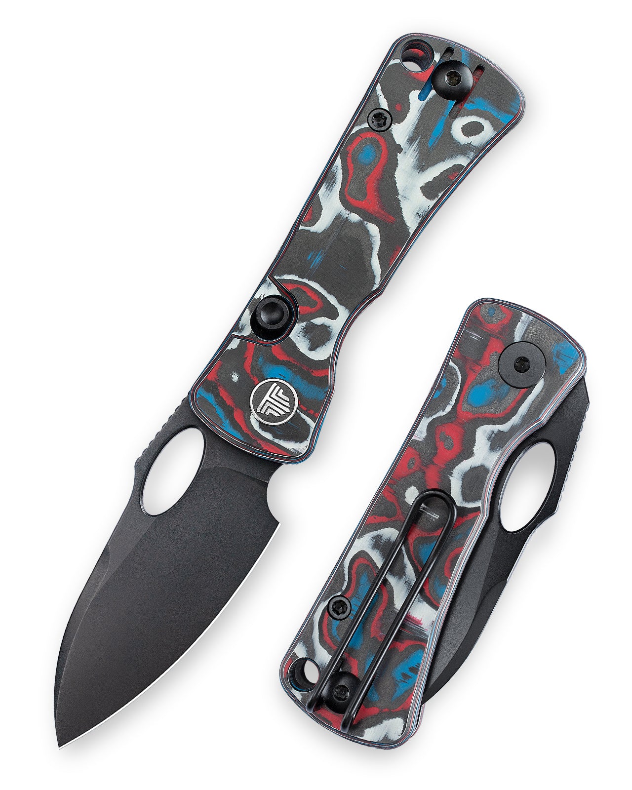 Andromeda-CB Button Liner Lock EDC Folding Knfe,2.3" 14C28N Steel Blade,Carbon Fiber Handle