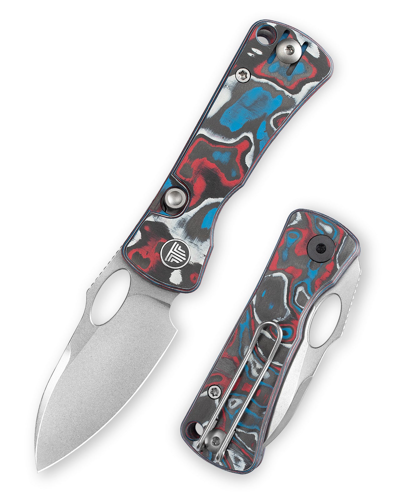 Andromeda-CW Button Liner Lock EDC Folding Knfe,2.3" 14C28N Steel Blade,Carbon Fiber Handle