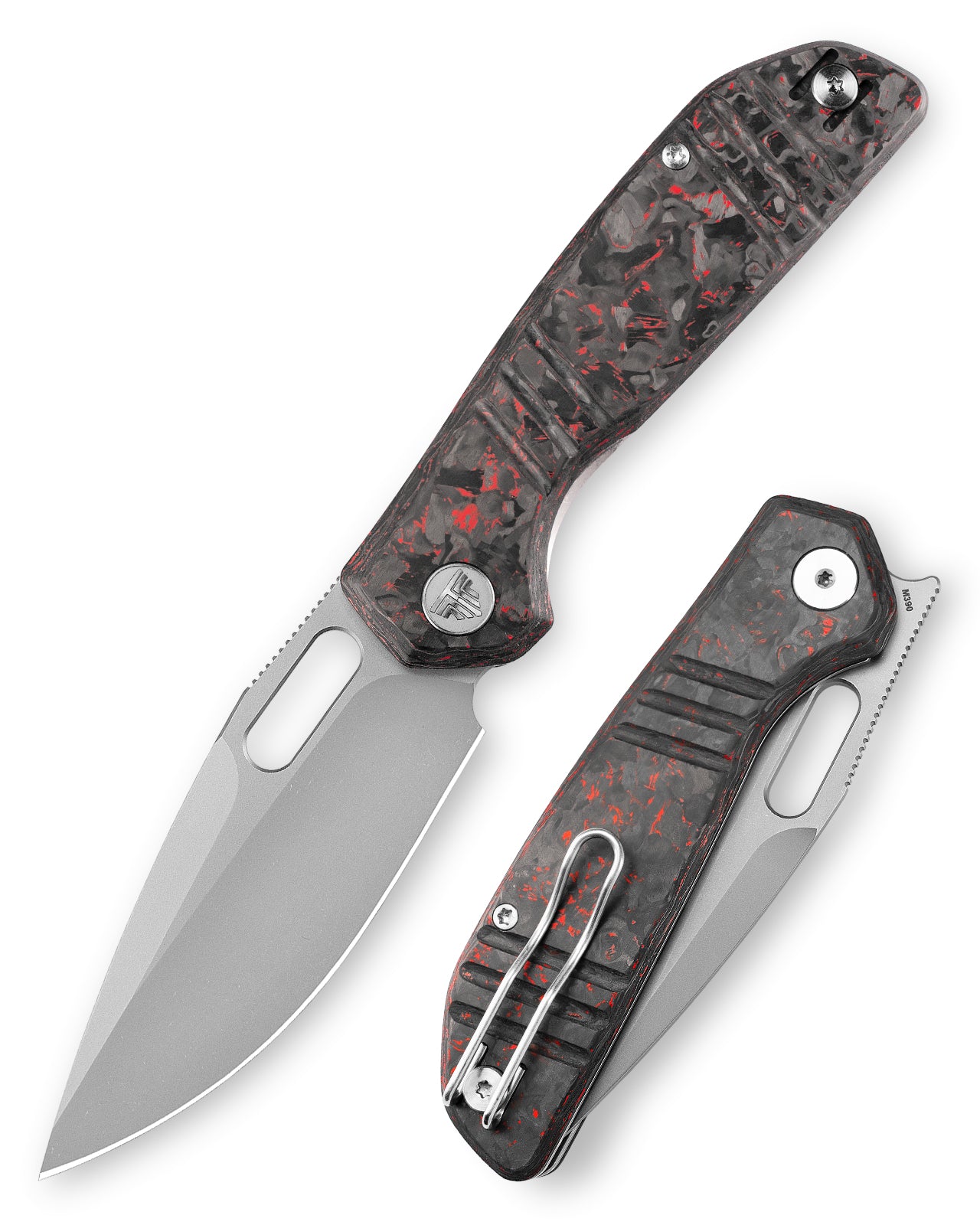 Gecko-RCS Liner Lock Folding Pocket Knife,3.4'' M390 Steel Blade,Ceramic Carbon Fiber Handle
