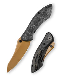 Rhino-RG Frame Lock EDC Folding Pocket Knife, 3.2'' M390 Steel Blade, Carbon Fiber Titanium Handle