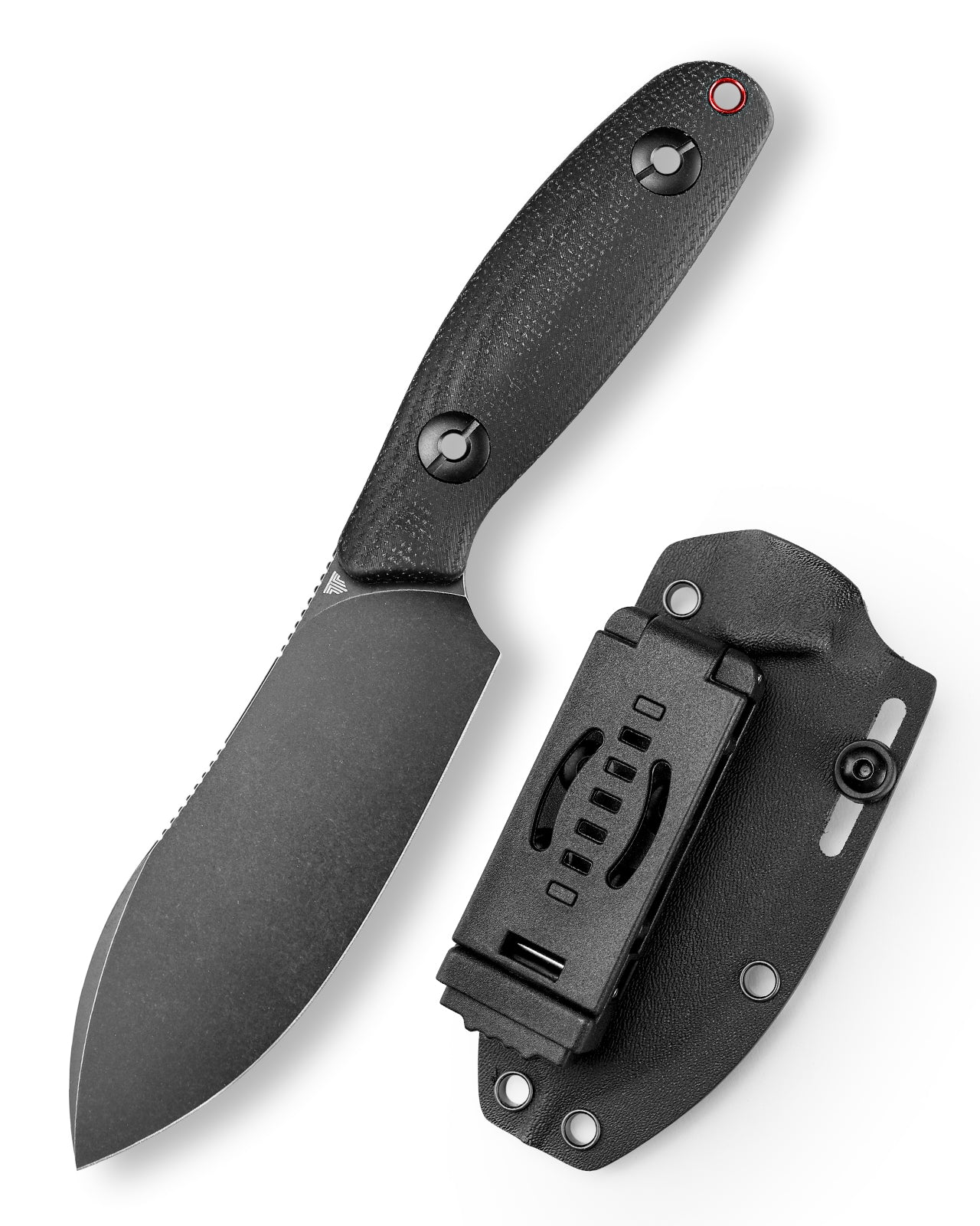 Eggplant-BM Full-tang Straight Fixed Blade Knife, 3.86‘’ 14C28N Steel Black Stonewashed Blade, Micarta Handle