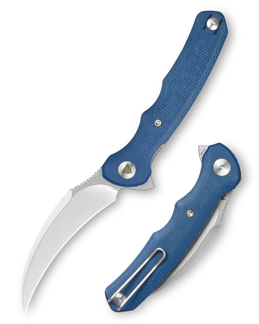 Lacerta-04L Liner Lock EDC Folding Pocket Knife 3.34'' 14C28N Steel Blade,Blue Micarta Handle,Tiguass Design