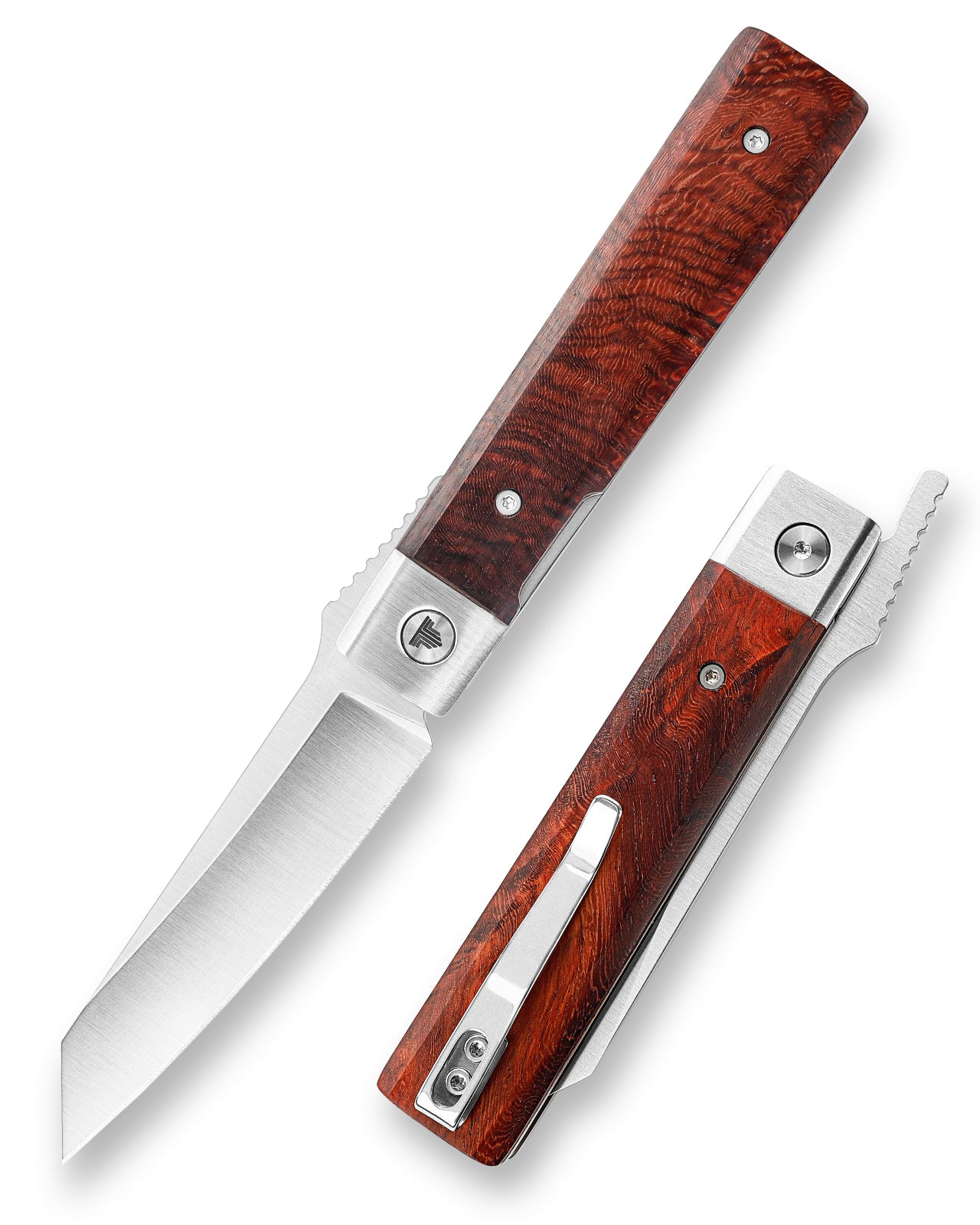 Dolphin-F Liner Lock  Folding Pocket Knife 3.37'' 14C28N Steel Blade,Wood Handle