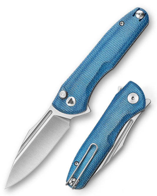Antliae-04LMW Button Lock Folding Pocket Knife,3.26" 14C28N Steel,Micarta Handle