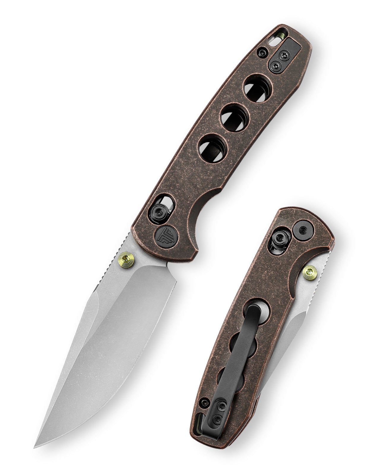 Butterfly-CU Crossbar Lock EDC Folding Pocket Knife,3.03'' 14C28N Steel Blade,Copper Handle