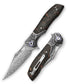 Apus-05 Liner Lock，3.77'' 110 Layesrs Damascus Steel Blade，Steel Bolster & Carbon Fiber Handle