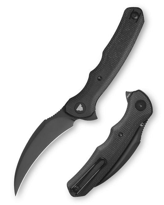 Lacerta-04B Liner Lock EDC Folding Pocket Knife 3.34'' 14C28N Steel Blade,Black Micarta Handle,Tiguass Design