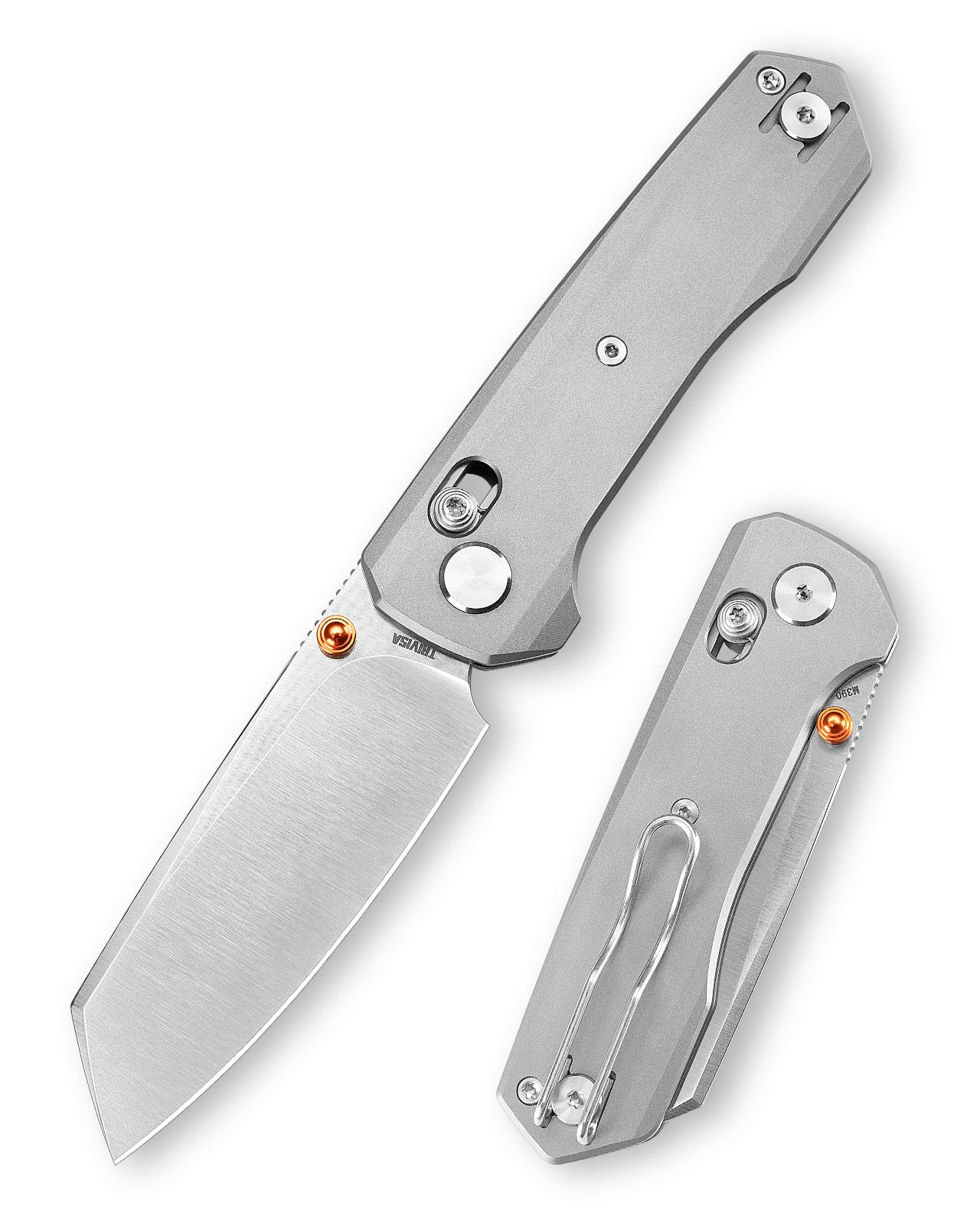 Scarab-S Crossbar Lock EDC Folding Pocket Knife,2.99" M390 Steel Blade,Titanium Handle