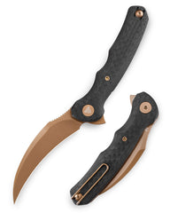 Lacerta-CG Liner Lock EDC Folding Pocket Knife 3.34'' 14C28N Steel Blade,Carbon fiber G10 Handle,Tiguass Design