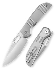 Gecko-P Liner Lock Folding Pocket Knife,Pearl and Satin Finished 3.4'' M390 Steel Blade,Titanium Handle