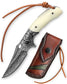 Puppis-02W Liner Lock，3.5'' 67 Layesrs Damascus Steel Blade，Steel Bolster & Bone Handle