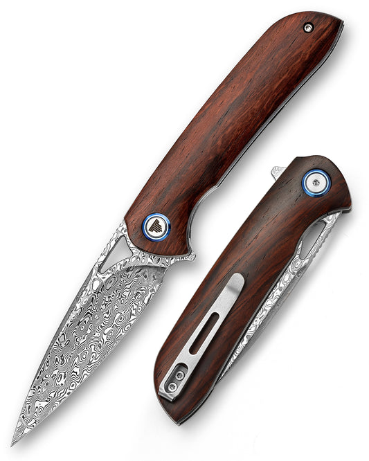 Sgr-01 Liner Lock,3.48" 110 Layers Damascus Steel,Rosewood Handle