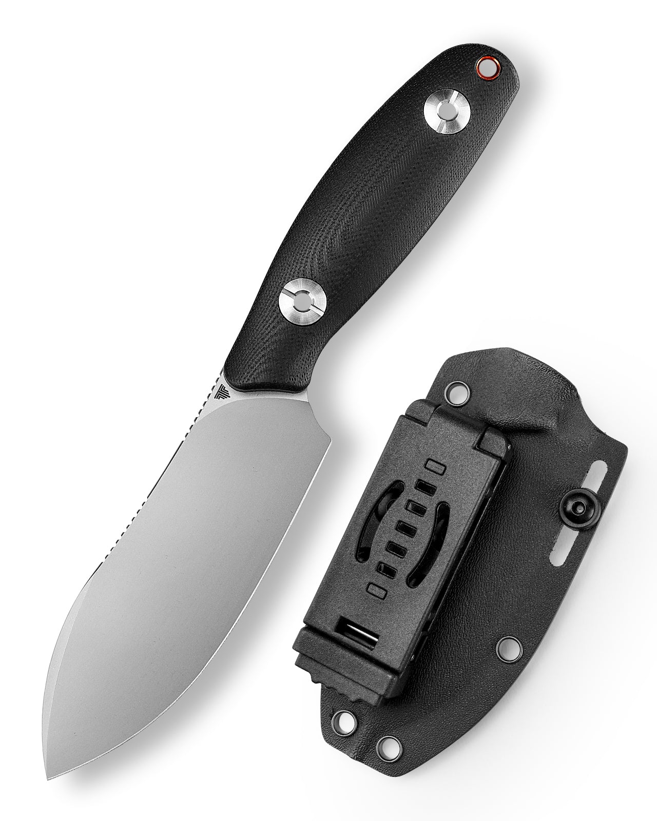 Eggplant-BG Full-tang Straight Fixed Blade Knife, 3.86‘’ 14C28N Steel Stonewash Blade, G10 Handle