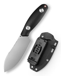 Eggplant-BG Full-tang Straight Fixed Blade Knife, 3.86‘’ 14C28N Steel Stonewash Blade, G10 Handle