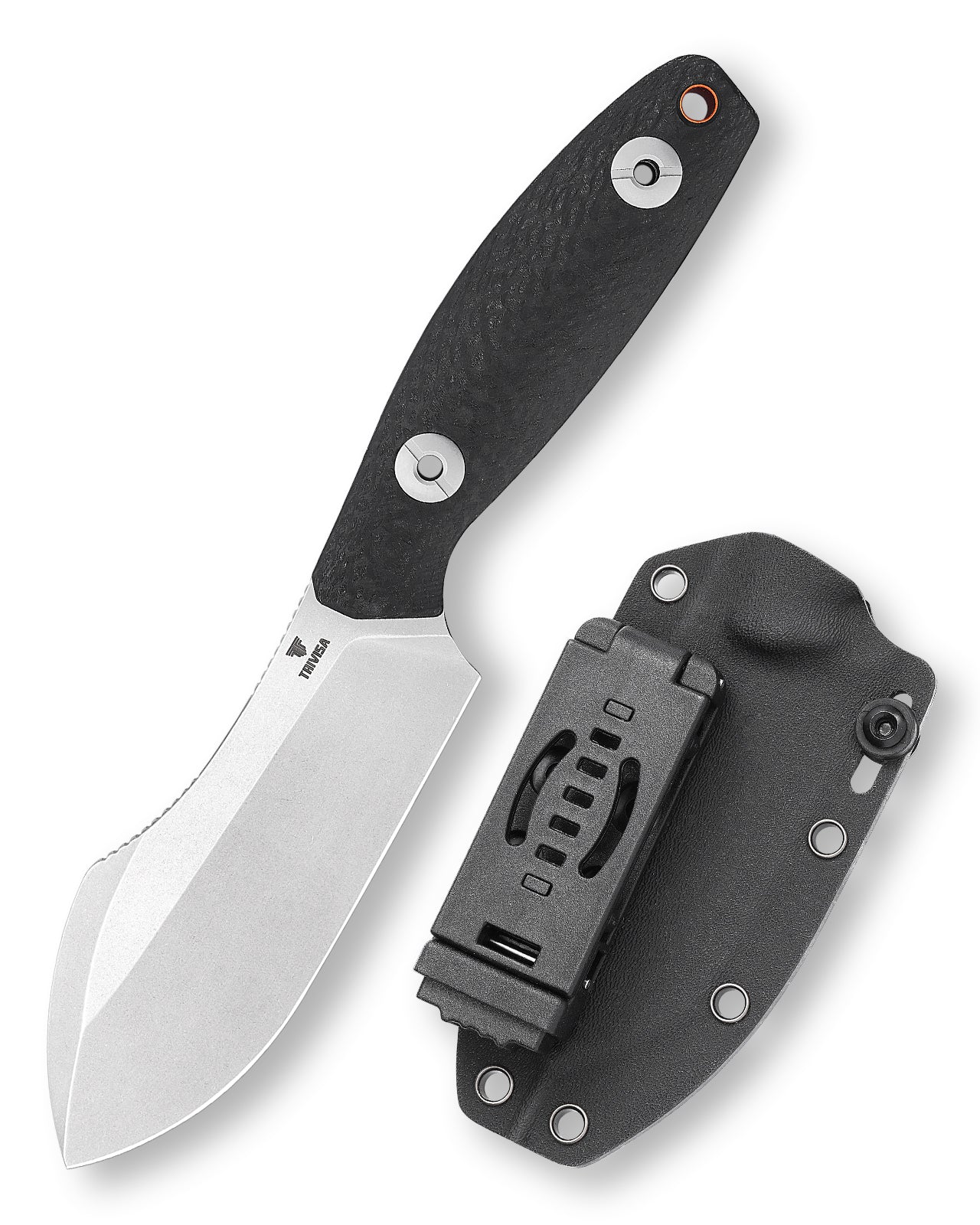 Pumpkin-CG Full-tang Straight Fixed Blade Knife, 3.9‘’14C28N Steel Stonewash Blade, Carbon Fiber G10 Handle