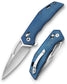 Vela-04L,Axis Lock Folding Pocket Knife,3.38" 14C28N Steel,Blue Micarta Handle