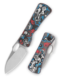 Andromeda Pro-RL Button Liner Lock EDC Folding Knfe,2.3" N690 Steel Blade,Fat Carbon Handle