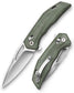 Vela-04G,Axis Lock Folding Pocket Knife,3.38" 14C28N Steel,Green Micarta Handle