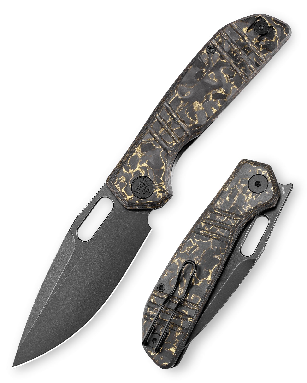 Gecko-YCB Liner Lock Folding Pocket Knife,3.4'' M390 Steel Blade,Ceramic Carbon Fiber Handle