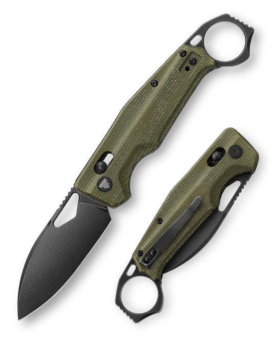 Sagitta-04G,Axis Lock Karambit Folding Pocket Knife,2.95" 14C28N Steel,Green Micarta Handle