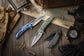 Vela-04L,Axis Lock Folding Pocket Knife,3.38" 14C28N Steel,Blue Micarta Handle
