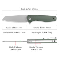 Dickybird-GM Liner Lock EDC Folding Pocket Knife 2.99'' 14C28N Steel Blade,Micarta Handle