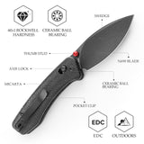 Koala-B Crossbar Lock EDC Folding Pocket Knife,2.56'' N690 Steel Blade,Micarta Handle