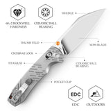 Firefly Ultra-M Crossbar Lock EDC Folding Pocket Knife,2.99" M390 Mirror Finished Steel Blade,Titanium Handle
