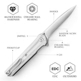 Seagu11-W Liner Lock  Folding Pocket Knife 3.4'' 14C28N Steel Blade,G10 Handle