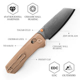 Scarab Ultra-RT Crossbar Lock EDC Folding Pocket Knife,2.99" ZDP-189 Steel Blade,Titanium Handle