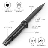 Seagu11-B Liner Lock  Folding Pocket Knife 3.4'' 14C28N Steel Blade,Micarta Handle