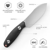 Eggplant-BG Full-tang Straight Fixed Blade Knife, 3.86‘’ 14C28N Steel Stonewash Blade, G10 Handle
