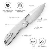 Gecko-WG Liner Lock EDC Folding Pocket Knife,3.4'' 14C28N Steel Blade,G10 Handle