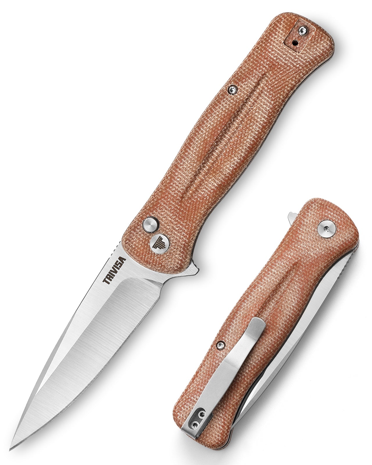 Dor-04Br Botão de Fechadura,3,66" 14C28N Aço,Maçaneta Micarta