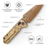 Skarn-RG Crossbar Lock EDC Folding Pocket Knife,2.9'' M390 Steel Blade, Titanium Handle