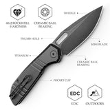 Gecko-B Liner Lock Folding Pocket Knife,3.4'' M390 Steel Blade,Titanium Handle