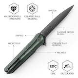 Seagu11-G Liner Lock  Folding Pocket Knife 3.4'' 14C28N Steel Blade,Micarta Handle
