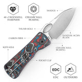 Andromeda-CW Button Liner Lock EDC Folding Knfe,2.3" 14C28N Steel Blade,Carbon Fiber Handle