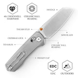 Scarab-S Crossbar Lock EDC Folding Pocket Knife,2.99" M390 Steel Blade,Titanium Handle